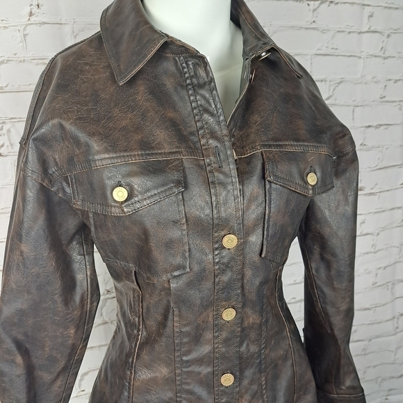 ZARA Washed Faux Leather Dress - Picture 5 of 10